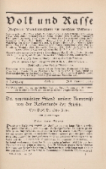 Volk und Rasse, 4. Jg. Juli 1929, Heft 3.