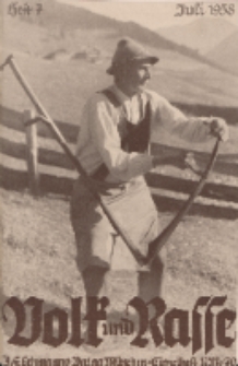 Volk und Rasse, 13. Jg. Juli 1938, Heft 7.