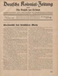Deutsche Kolonial-Zeitung, 46. Jg. 1. Dezember 1934, Heft 12.
