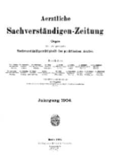 Aerztliche Sachverständigen-Zeitung, (Sachregister) 10. Jg. 1904