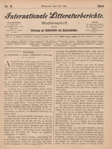 Internationale Litteraturberichte, Mittwoch 30. Mai 1894, Nr 9.