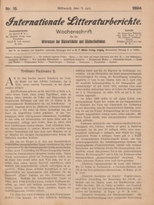 Internationale Litteraturberichte, Mittwoch 11. Juli 1894, Nr 15.