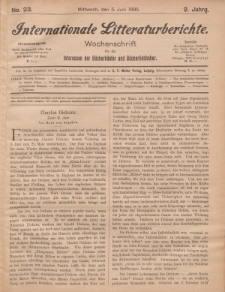 Internationale Litteraturberichte, Mittwoch 5. Juni 1895, Nr 23.