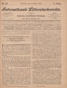 Internationale Litteraturberichte, Mittwoch 2. Oktober 1895, Nr 33.