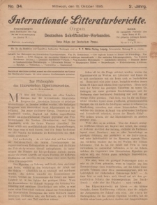 Internationale Litteraturberichte, Mittwoch 16. Oktober 1895, Nr 34.