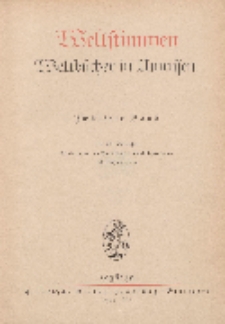 Weltstimmen. Weltbücher in Umrissen, 12. Jg. Januar 1938/ 1939, Heft 1.