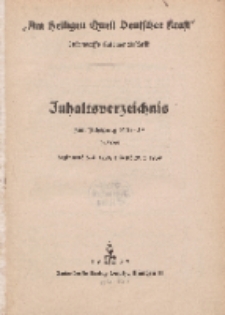 Inhaltsverzeichnis zu Am Heiligen...1938-1939