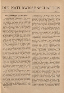 Die Naturwissenschaften. Wochenschrift..., 11. Jg. 1923, 5. Januar, Heft 1.
