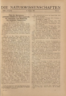 Die Naturwissenschaften. Wochenschrift..., 11. Jg. 1923, 19. Januar, Heft 3.