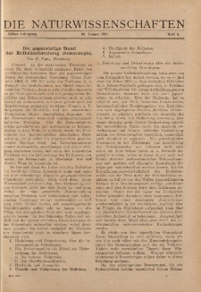 Die Naturwissenschaften. Wochenschrift..., 11. Jg. 1923, 26. Januar, Heft 4.