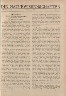 Die Naturwissenschaften. Wochenschrift..., 11. Jg. 1923, 2. Februar, Heft 5.