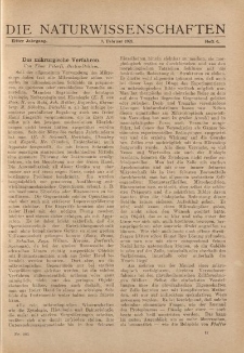 Die Naturwissenschaften. Wochenschrift..., 11. Jg. 1923, 9. Februar, Heft 6.