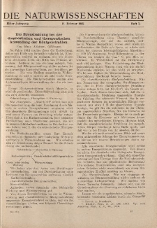 Die Naturwissenschaften. Wochenschrift..., 11. Jg. 1923, 16. Februar, Heft 7.
