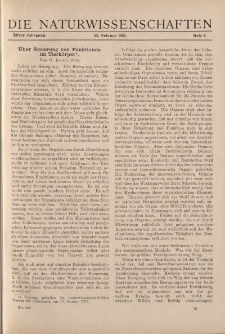 Die Naturwissenschaften. Wochenschrift..., 11. Jg. 1923, 23. Februar, Heft 8.