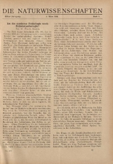 Die Naturwissenschaften. Wochenschrift..., 11. Jg. 1923, 2. März, Heft 9.