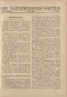 Die Naturwissenschaften. Wochenschrift..., 11. Jg. 1923, 6. April, Heft 14.