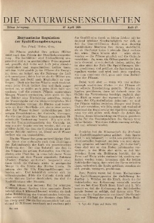 Die Naturwissenschaften. Wochenschrift..., 11. Jg. 1923, 27. April, Heft 17.