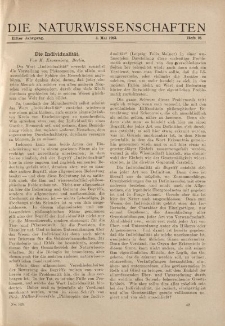 Die Naturwissenschaften. Wochenschrift..., 11. Jg. 1923, 04. Mai, Heft 18.