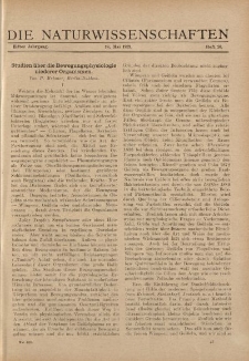 Die Naturwissenschaften. Wochenschrift..., 11. Jg. 1923, 18. Mai, Heft 20.