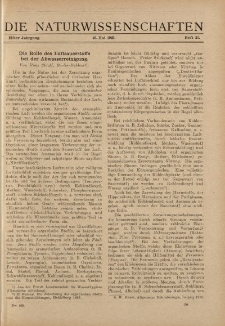 Die Naturwissenschaften. Wochenschrift..., 11. Jg. 1923, 25. Mai, Heft 21.