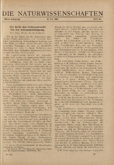 Die Naturwissenschaften. Wochenschrift..., 11. Jg. 1923, 25. Mai, Heft 21.