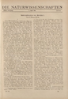 Die Naturwissenschaften. Wochenschrift..., 11. Jg. 1923, 1. Juni, Heft 22.