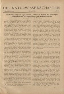Die Naturwissenschaften. Wochenschrift..., 11. Jg. 1923, 22. Juni, Heft 25.