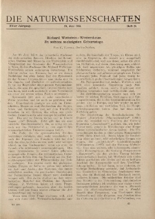 Die Naturwissenschaften. Wochenschrift..., 11. Jg. 1923, 29. Juni, Heft 26.