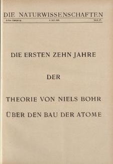 Die Naturwissenschaften. Wochenschrift..., 11. Jg. 1923, 6. Juli, Heft 27.