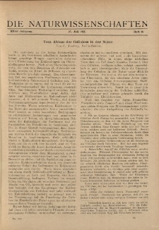 Die Naturwissenschaften. Wochenschrift..., 11. Jg. 1923, 27. Juli, Heft 30.