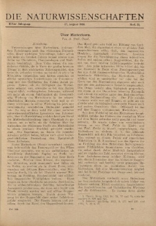 Die Naturwissenschaften. Wochenschrift..., 11. Jg. 1923, 17. August, Heft 33.