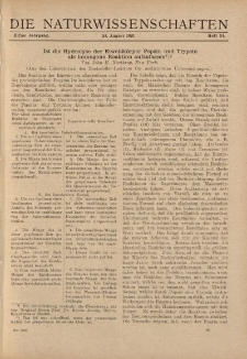 Die Naturwissenschaften. Wochenschrift..., 11. Jg. 1923, 24. August, Heft 34.