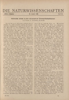Die Naturwissenschaften. Wochenschrift..., 11. Jg. 1923, 31. August, Heft 35.