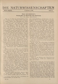 Die Naturwissenschaften. Wochenschrift..., 11. Jg. 1923, 7. September, Heft 36.