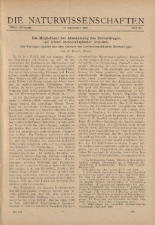 Die Naturwissenschaften. Wochenschrift..., 11. Jg. 1923, 14. September, Heft 37.