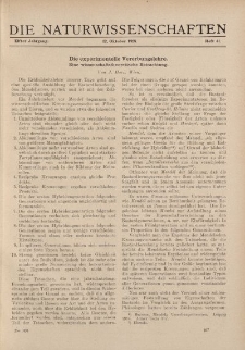 Die Naturwissenschaften. Wochenschrift..., 11. Jg. 1923, 12. Oktober, Heft 41.