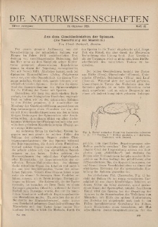 Die Naturwissenschaften. Wochenschrift..., 11. Jg. 1923, 19. Oktober, Heft 42.