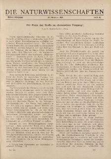 Die Naturwissenschaften. Wochenschrift..., 11. Jg. 1923, 26. Oktober, Heft 43.