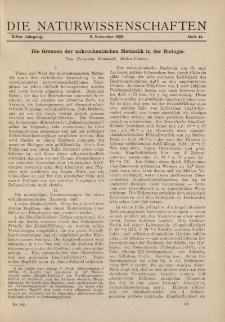 Die Naturwissenschaften. Wochenschrift..., 11. Jg. 1923, 2. November, Heft 44.