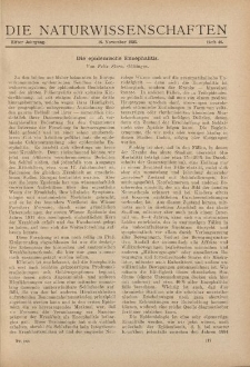 Die Naturwissenschaften. Wochenschrift..., 11. Jg. 1923, 16. November, Heft 46.