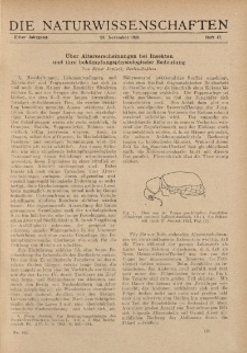 Die Naturwissenschaften. Wochenschrift..., 11. Jg. 1923, 23. November, Heft 47.