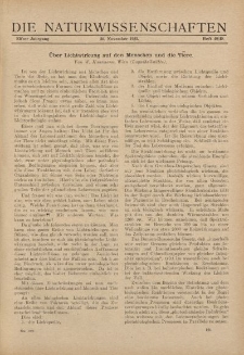 Die Naturwissenschaften. Wochenschrift..., 11. Jg. 1923, 30. November, Heft 48/49.