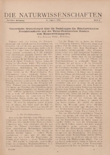 Die Naturwissenschaften. Wochenschrift..., 12. Jg. 1924, 11. Januar, Heft 2.