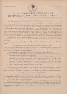 Mitteilungen der Gesellschaft Deutscher Naturforscher und Aerzte, 1. Jg. 1924, Januar, Nr 1.