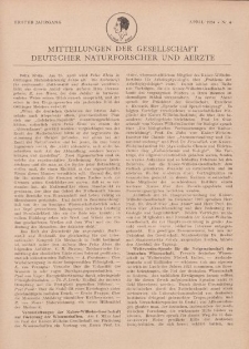 Mitteilungen der Gesellschaft Deutscher Naturforscher und Aerzte, 1. Jg. 1924, April, Nr 4.