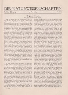Die Naturwissenschaften. Wochenschrift..., 12. Jg. 1924, 9. Mai, Heft 19.