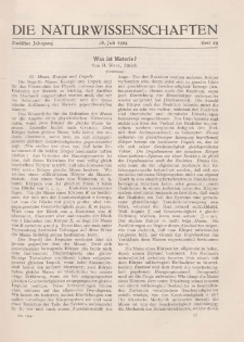 Die Naturwissenschaften. Wochenschrift..., 12. Jg. 1924, 18. Juli, Heft 29.
