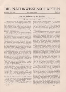 Die Naturwissenschaften. Wochenschrift..., 12. Jg. 1924, 29. August, Heft 35.