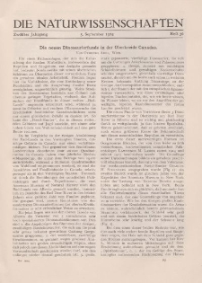 Die Naturwissenschaften. Wochenschrift..., 12. Jg. 1924, 5. September, Heft 36.