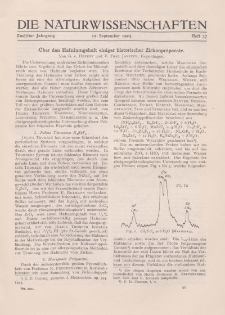 Die Naturwissenschaften. Wochenschrift..., 12. Jg. 1924, 12. September, Heft 37.